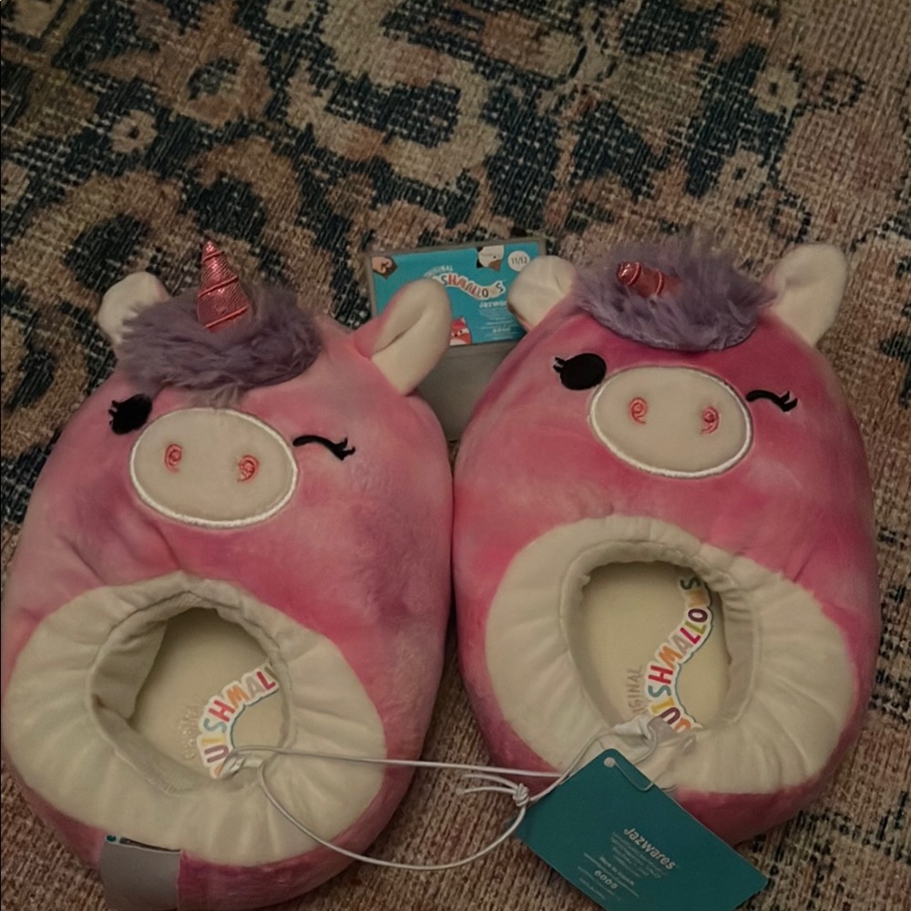 Squishmallows Pink Unicorn Kids Slippers